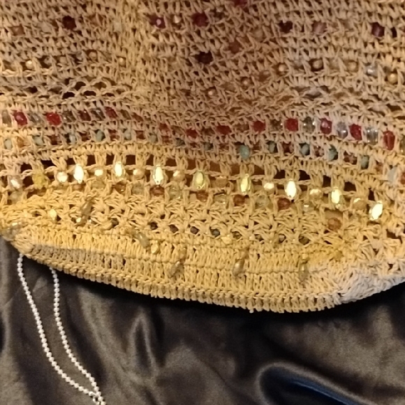 Cappelli Straworld Gold Crochet Tote with Bamboo Handles - Picture 2 of 8